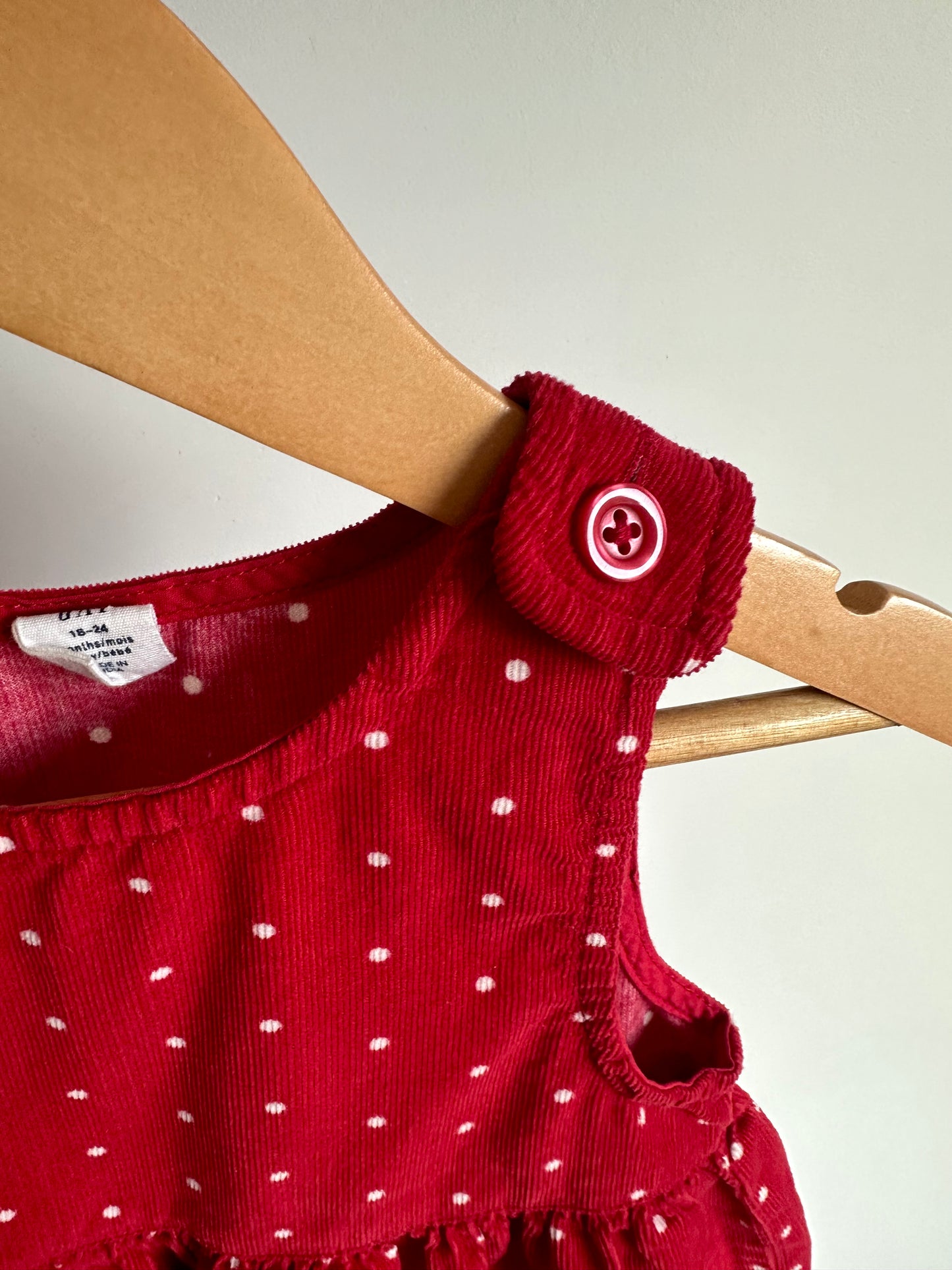 Gap Red Dotted Cord Dress / 18-24m