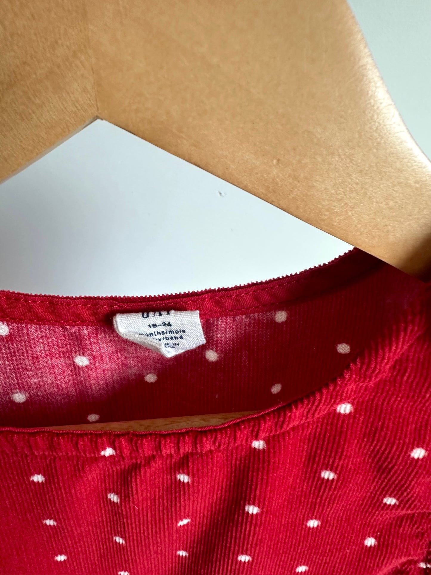 Gap Red Dotted Cord Dress / 18-24m