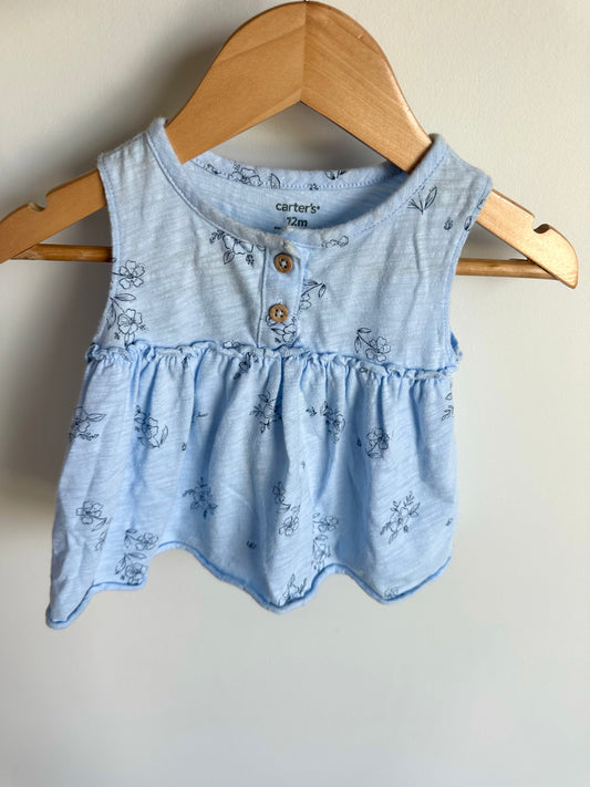 Light Blue Peplum Floral Top / 12m