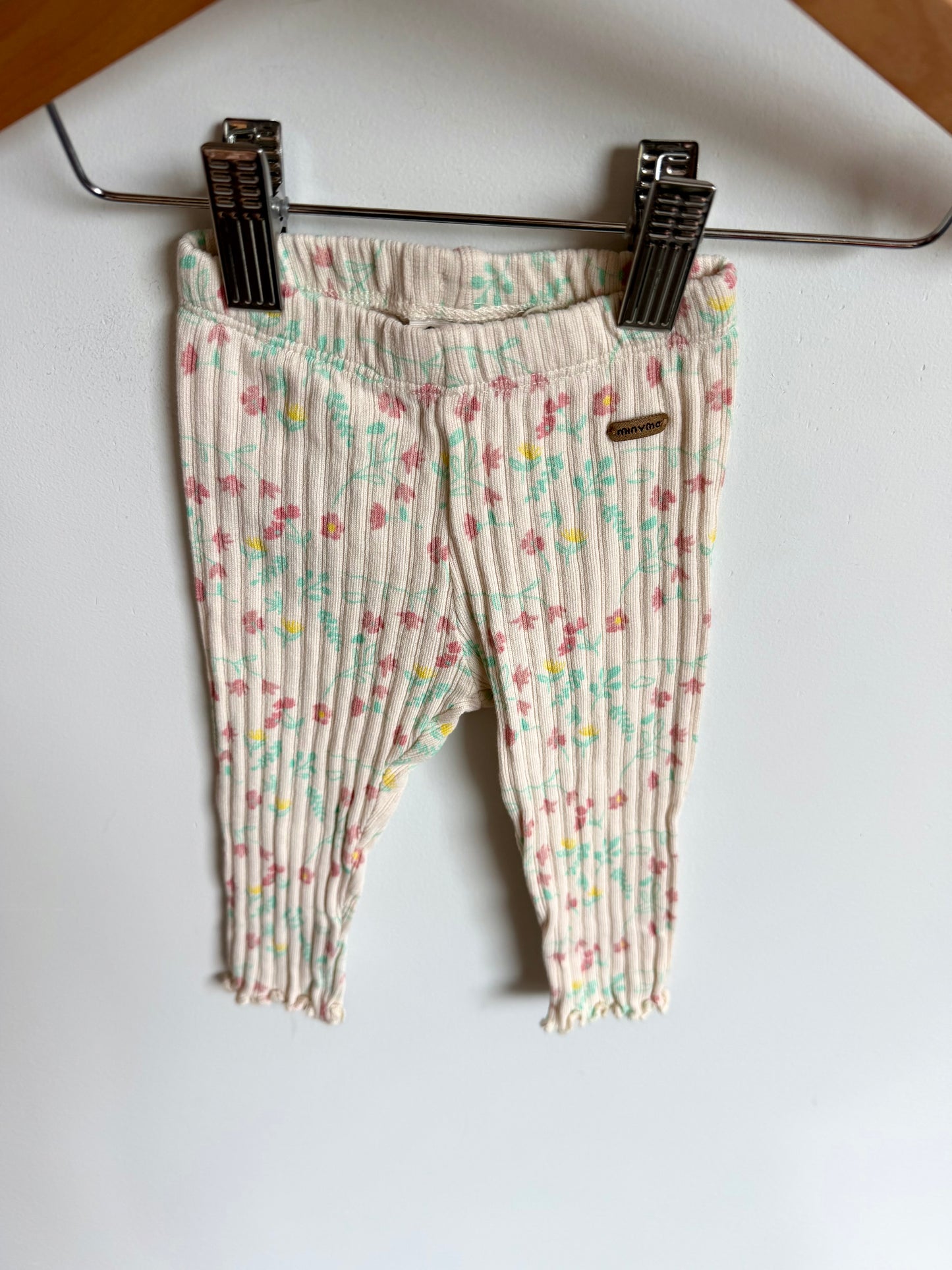 Minymo Cream Organic Floral Leggings / 6m