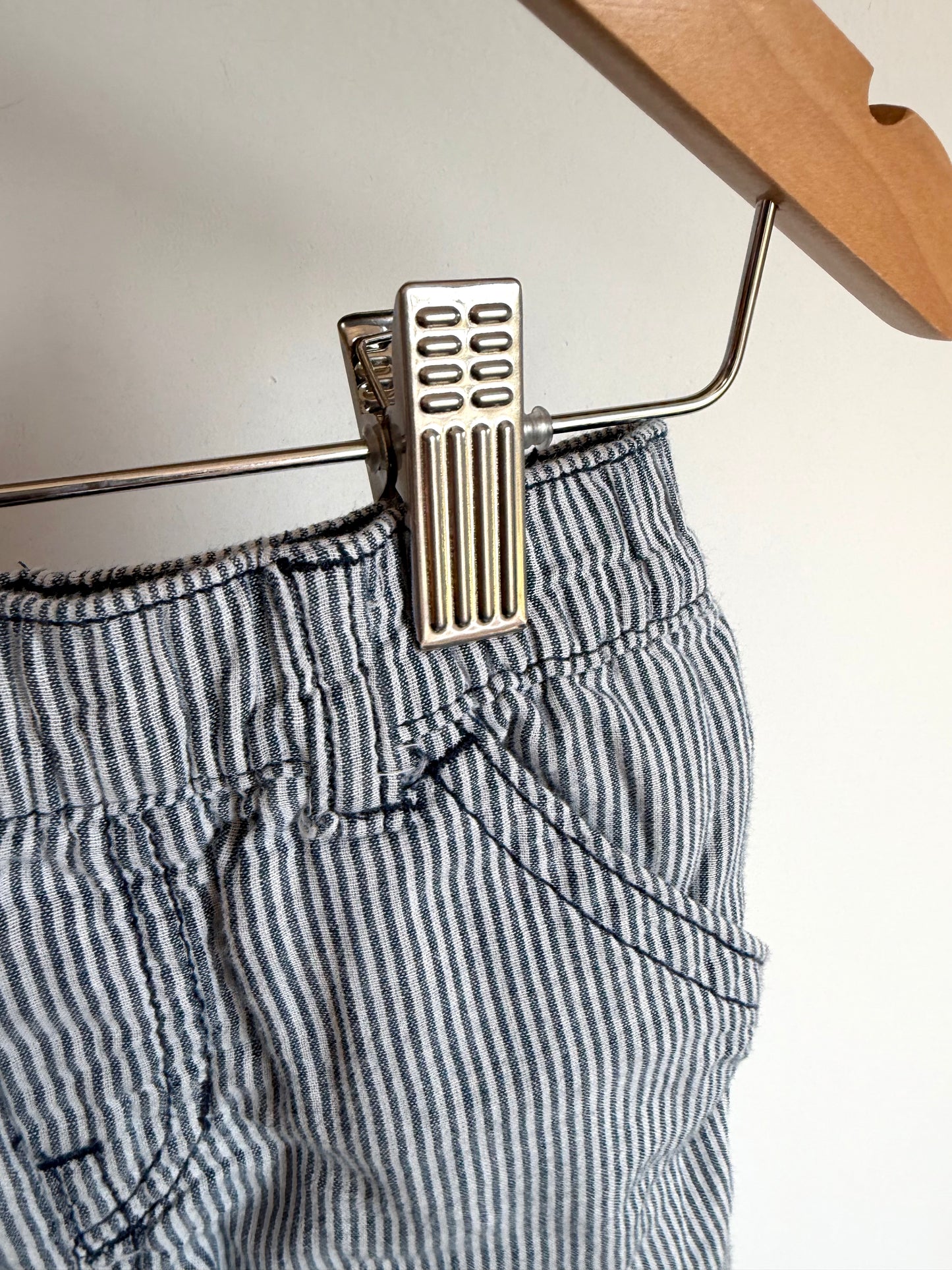 Navy Vertical Striped Shorts / 18m