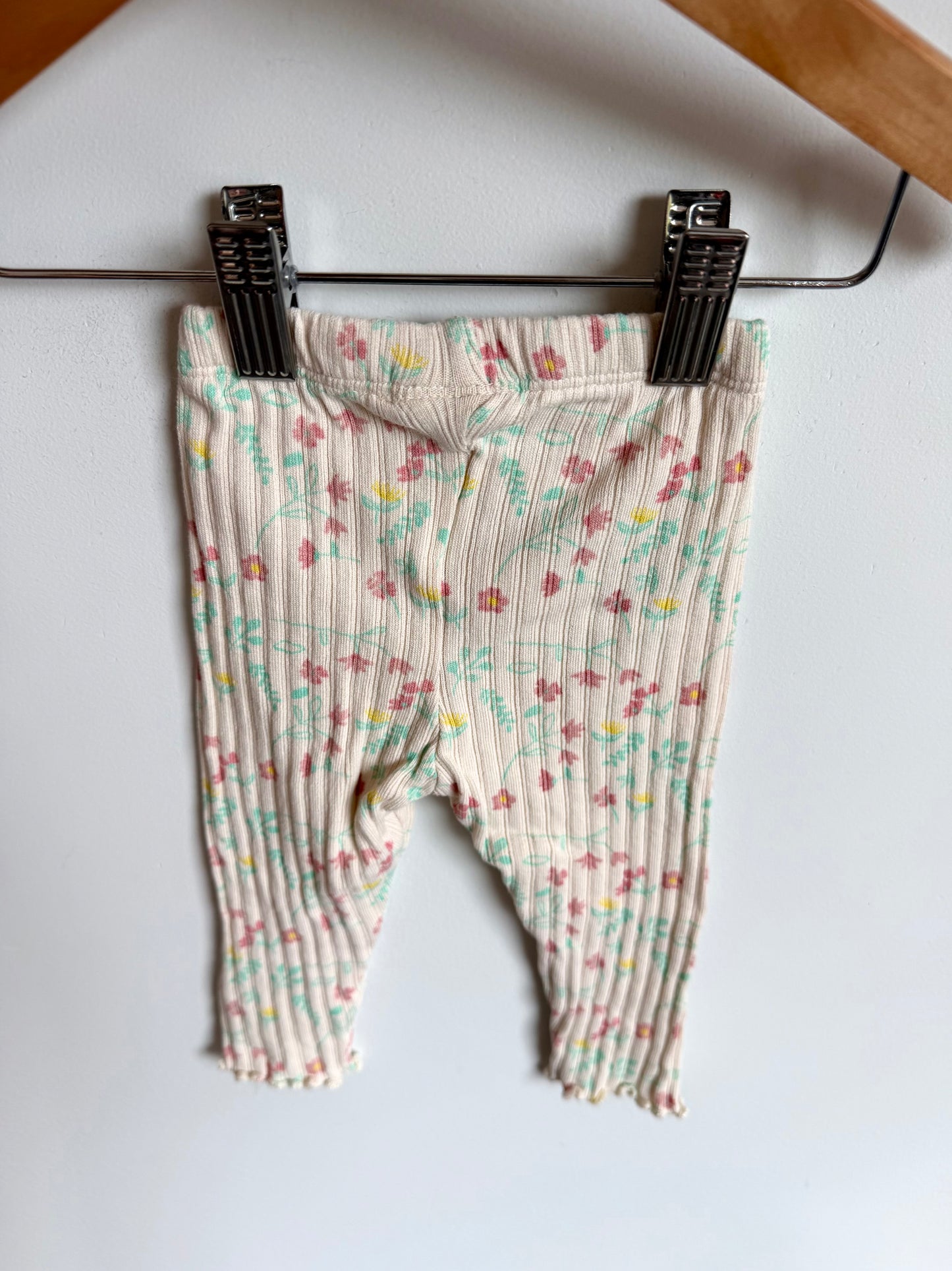 Minymo Cream Organic Floral Leggings / 6m