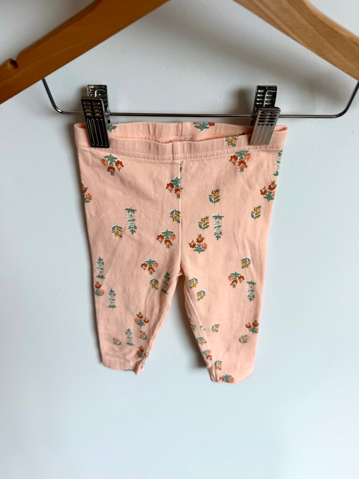 Peach Floral Leggings / 6m