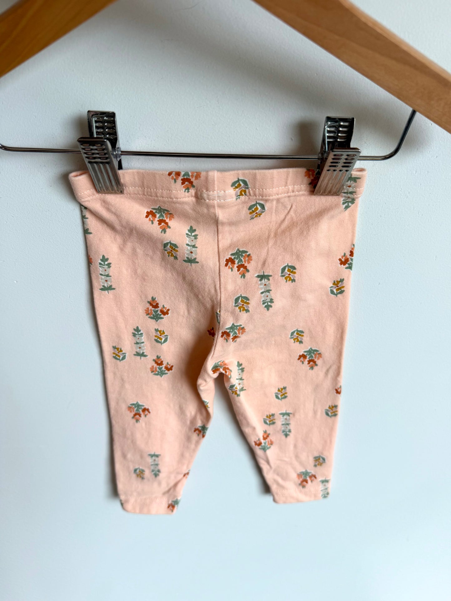 Peach Floral Leggings / 6m