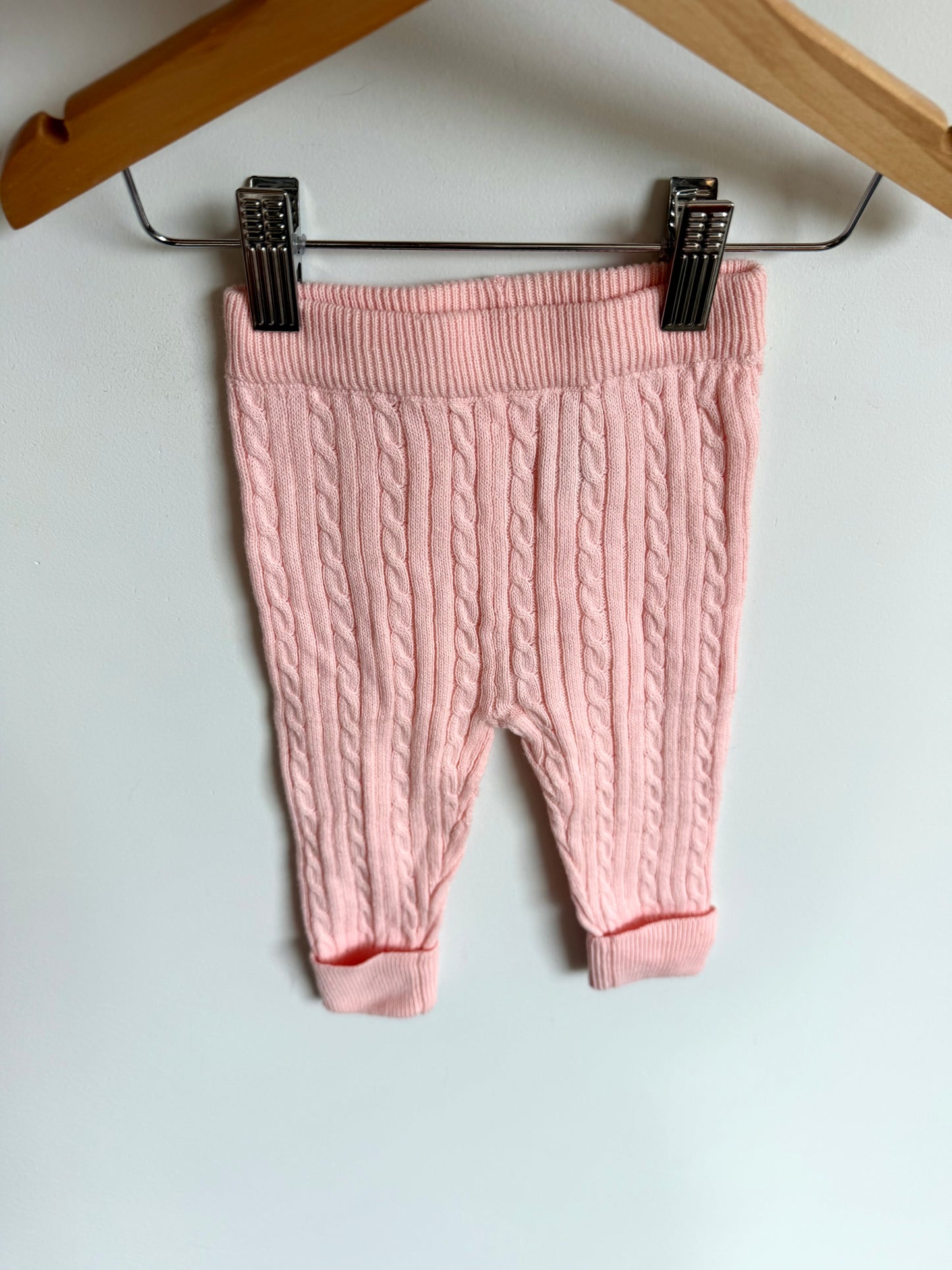 Pink Cable Knit Leggings / 3-6m