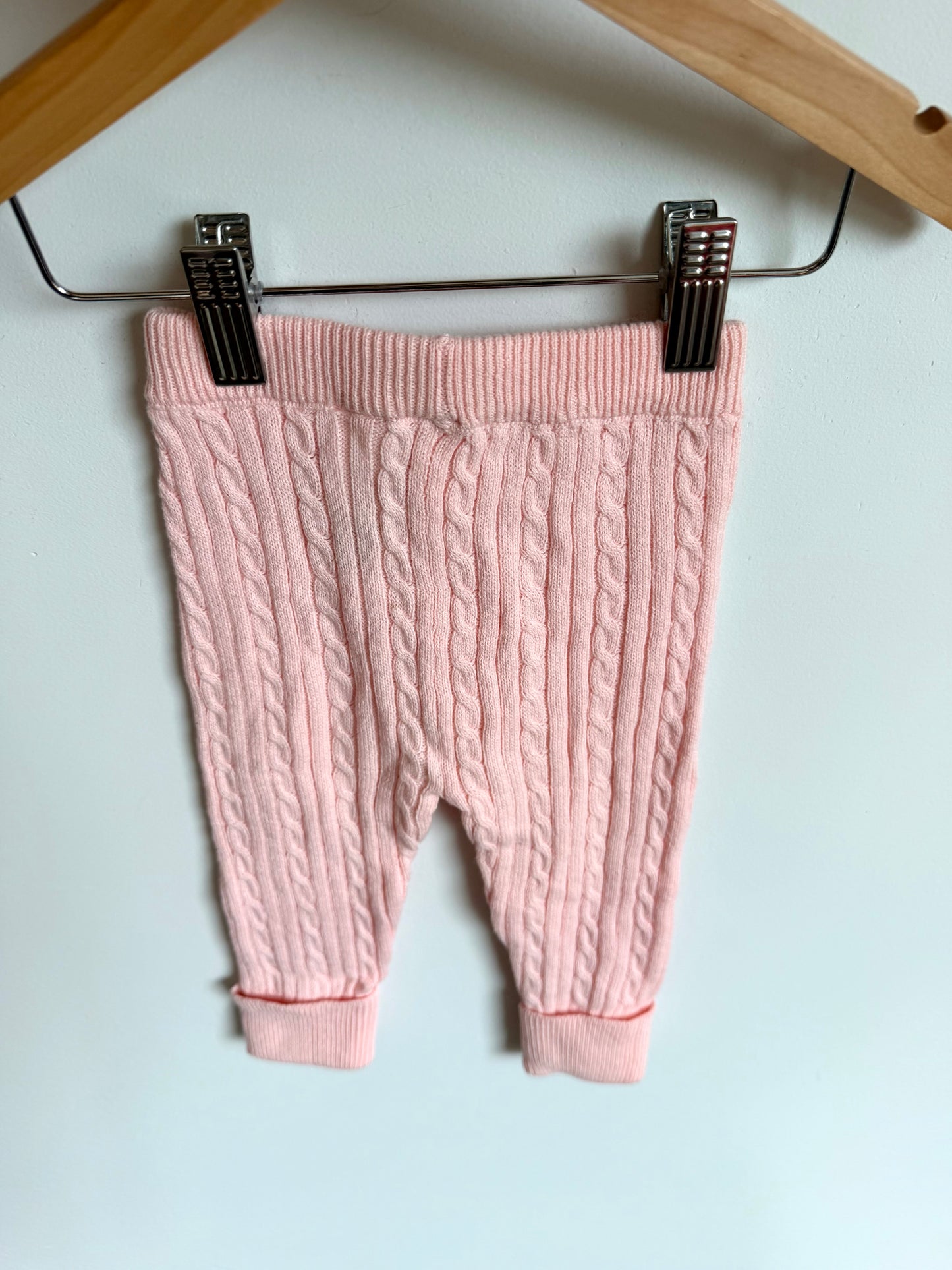 Pink Cable Knit Leggings / 3-6m