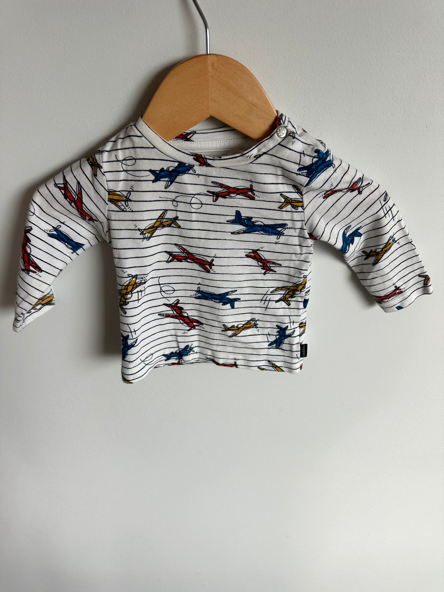 Noppies Organic Striped Airplane Long Sleeve / 2-4m