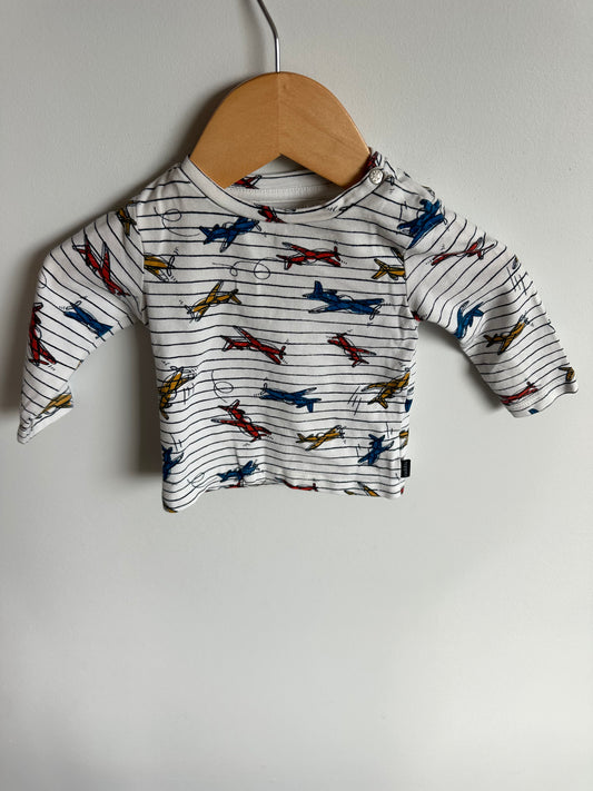 Noppies Organic Striped Airplane Long Sleeve / 2-4m