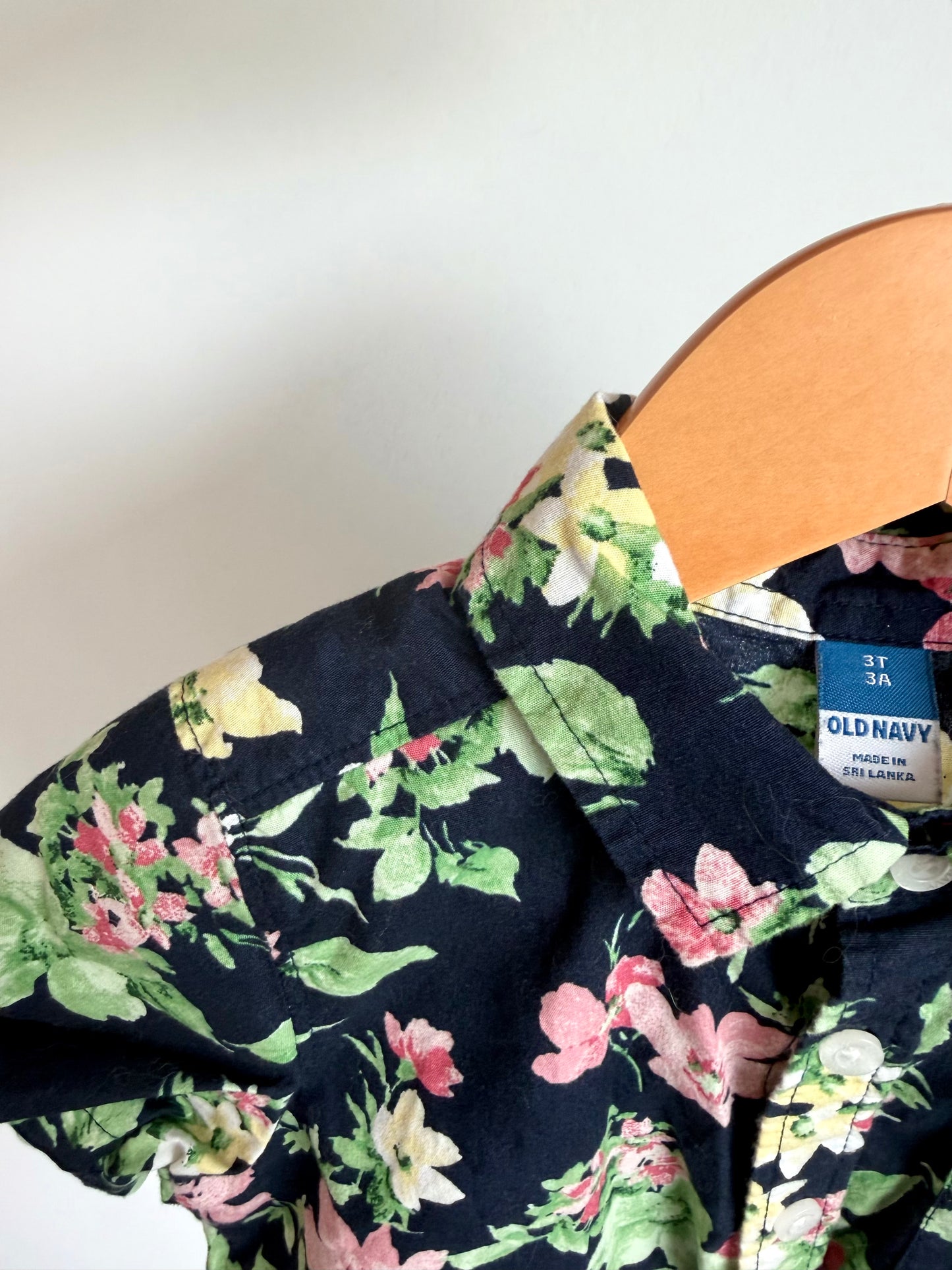 Navy Floral Button Up T-shirt / 3T