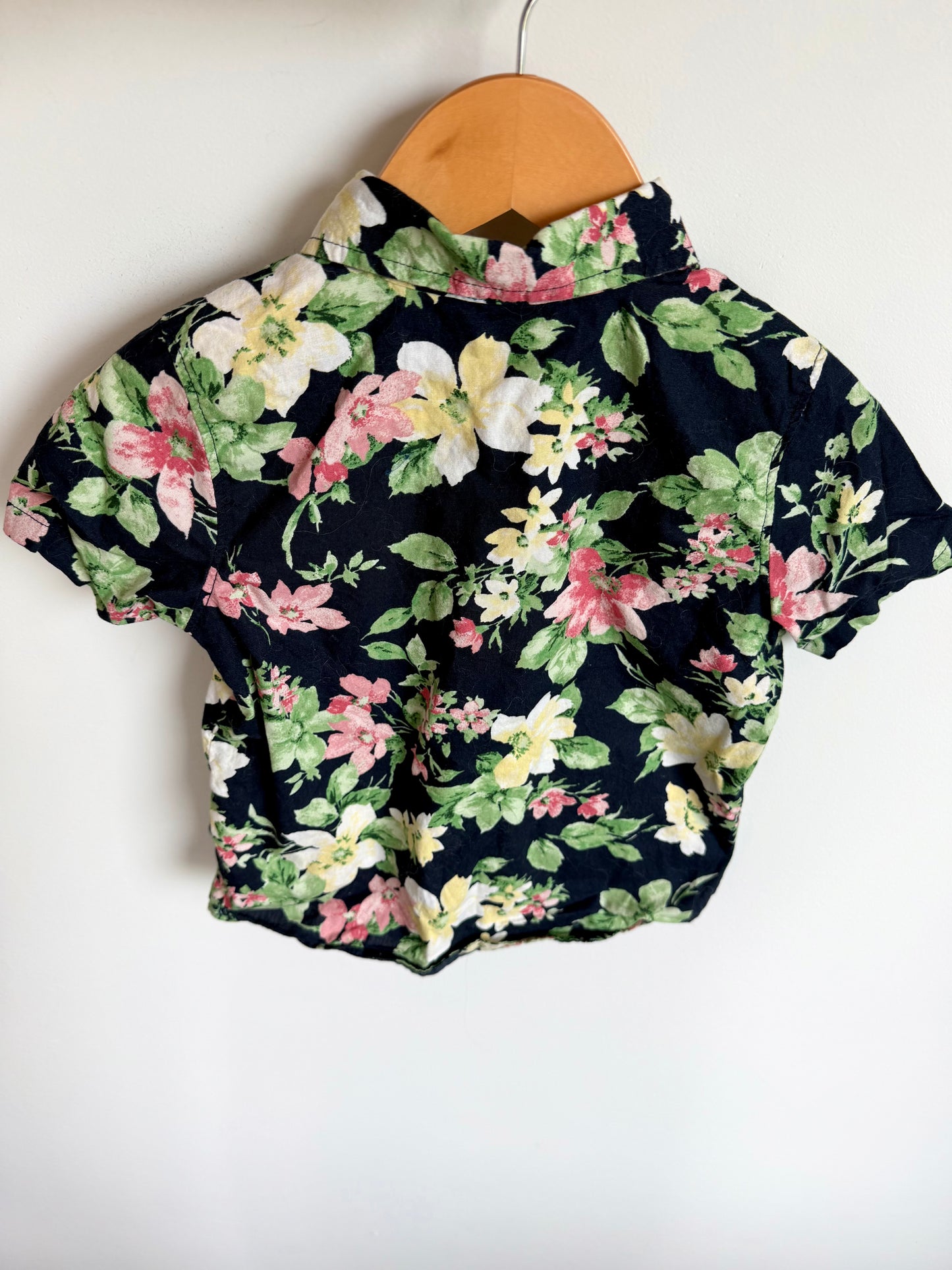 Navy Floral Button Up T-shirt / 3T