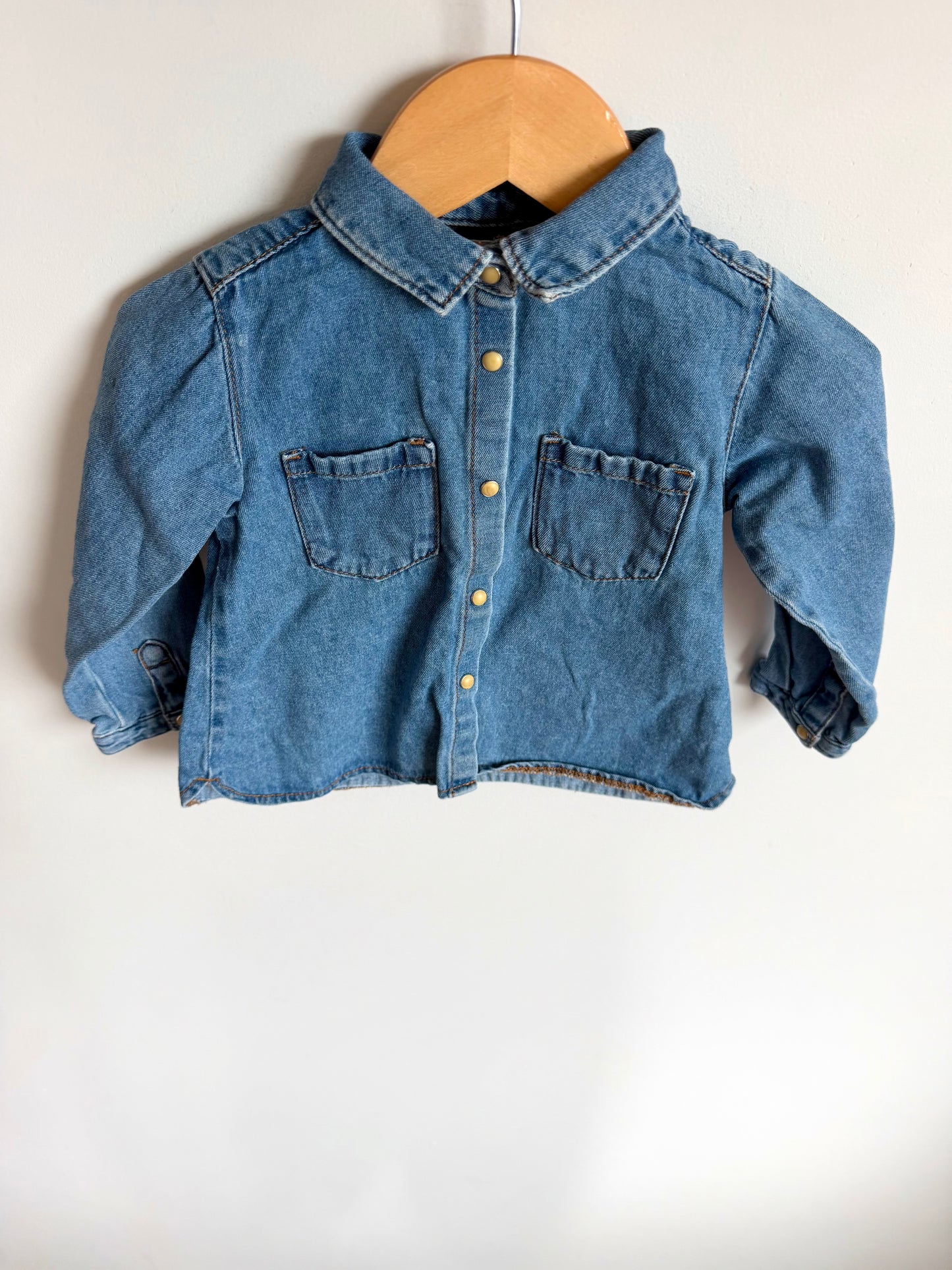 Zara Snap Denim Top (PLAY) / 12-18m