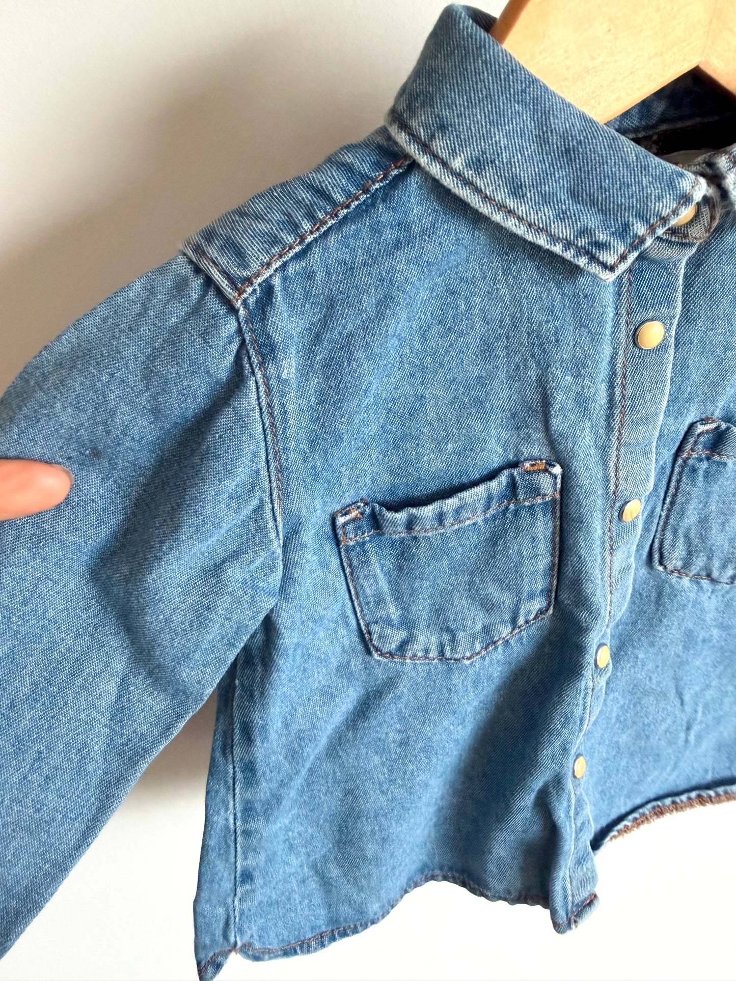 Zara Snap Denim Top (PLAY) / 12-18m