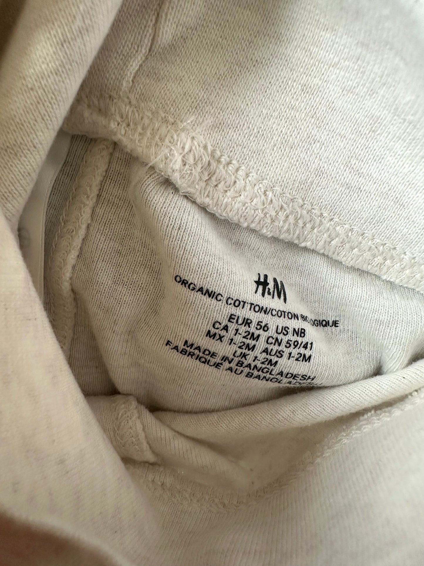 H&M Organic Cream Footed Pants / 1-2m