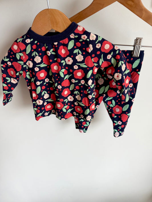 Flower Pattern Long Sleeve Top + Pants / 3-6m