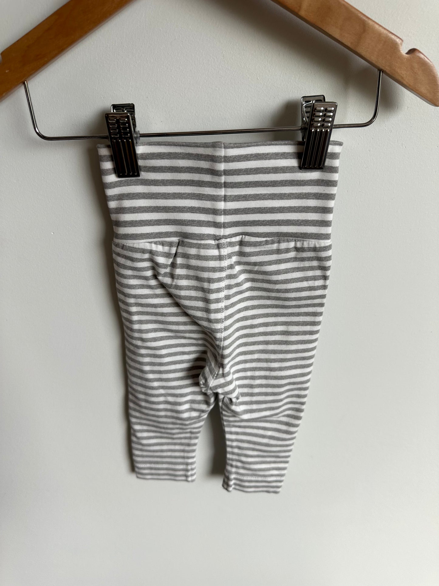 H&M Organic Grey Striped Pants / 2-4m