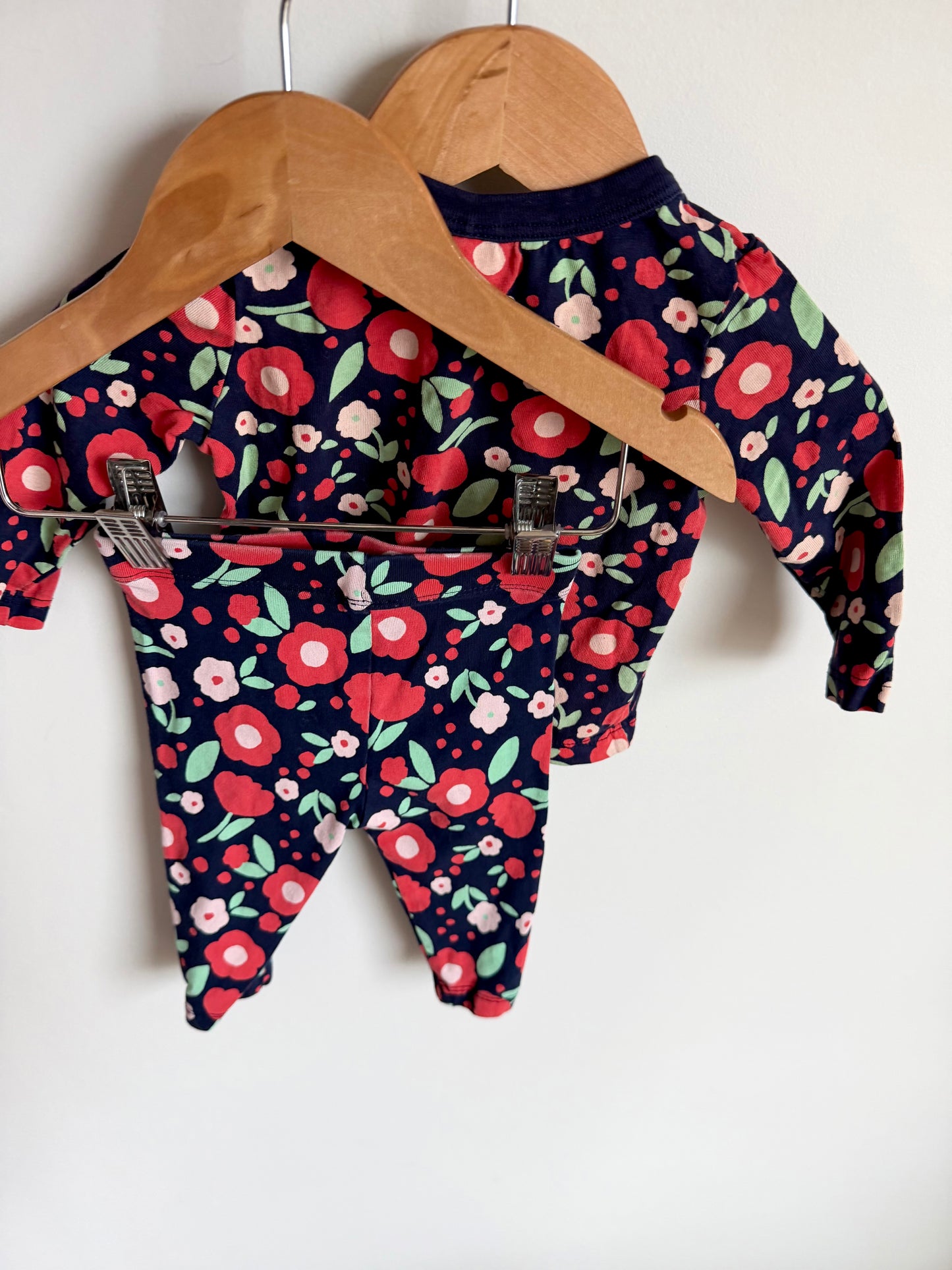 Flower Pattern Long Sleeve Top + Pants / 3-6m