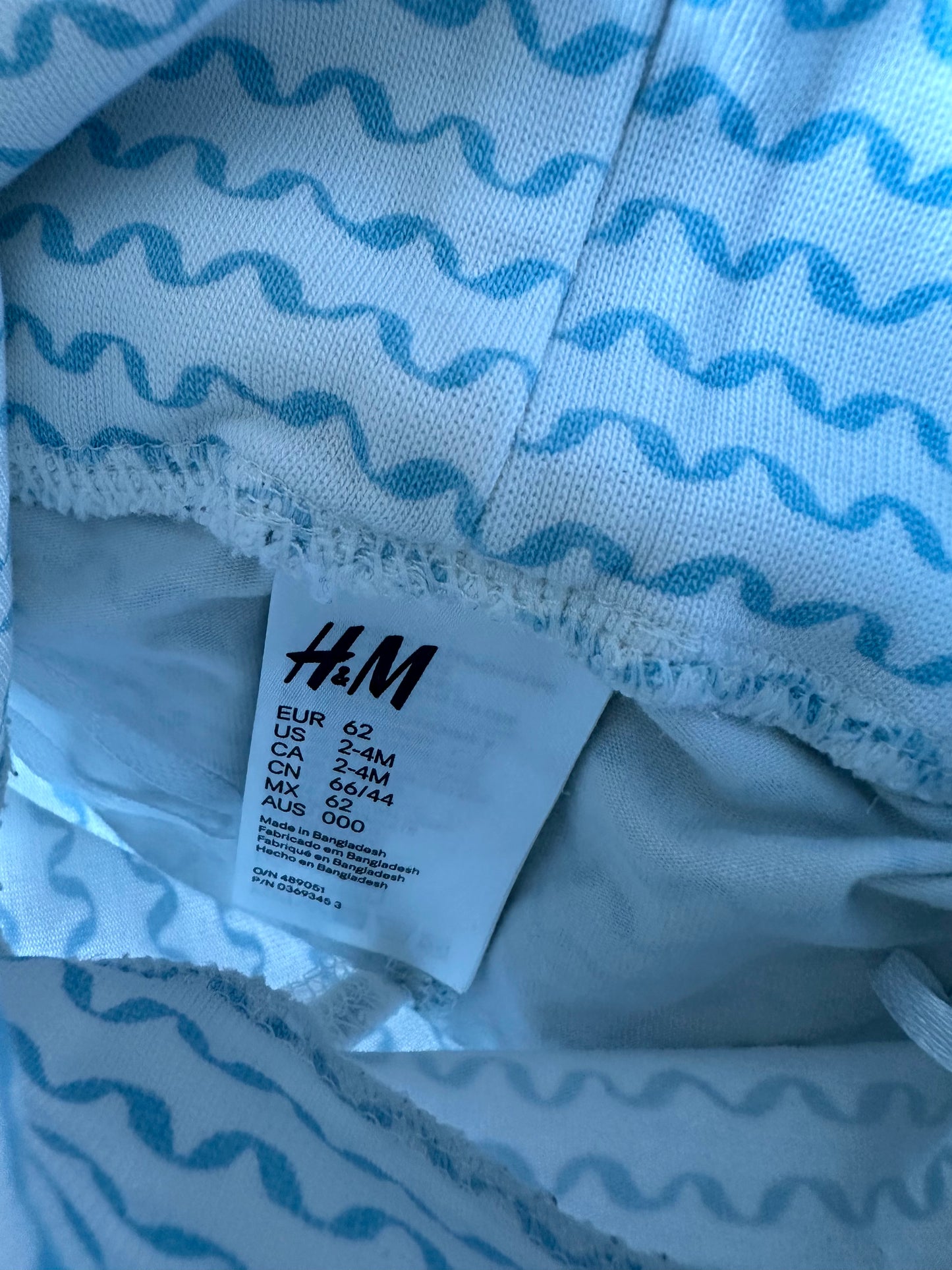 H&M Organic Blue Wave Pants / 2-4m