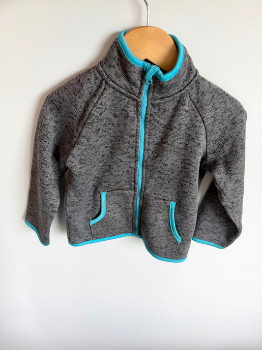 Grey + Teal Zip Sweater (PLAY) / 3T