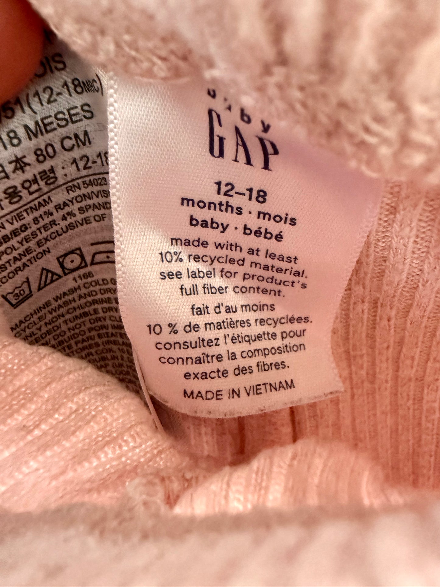 Light Pink Wavy Hem Pants / 12-18m