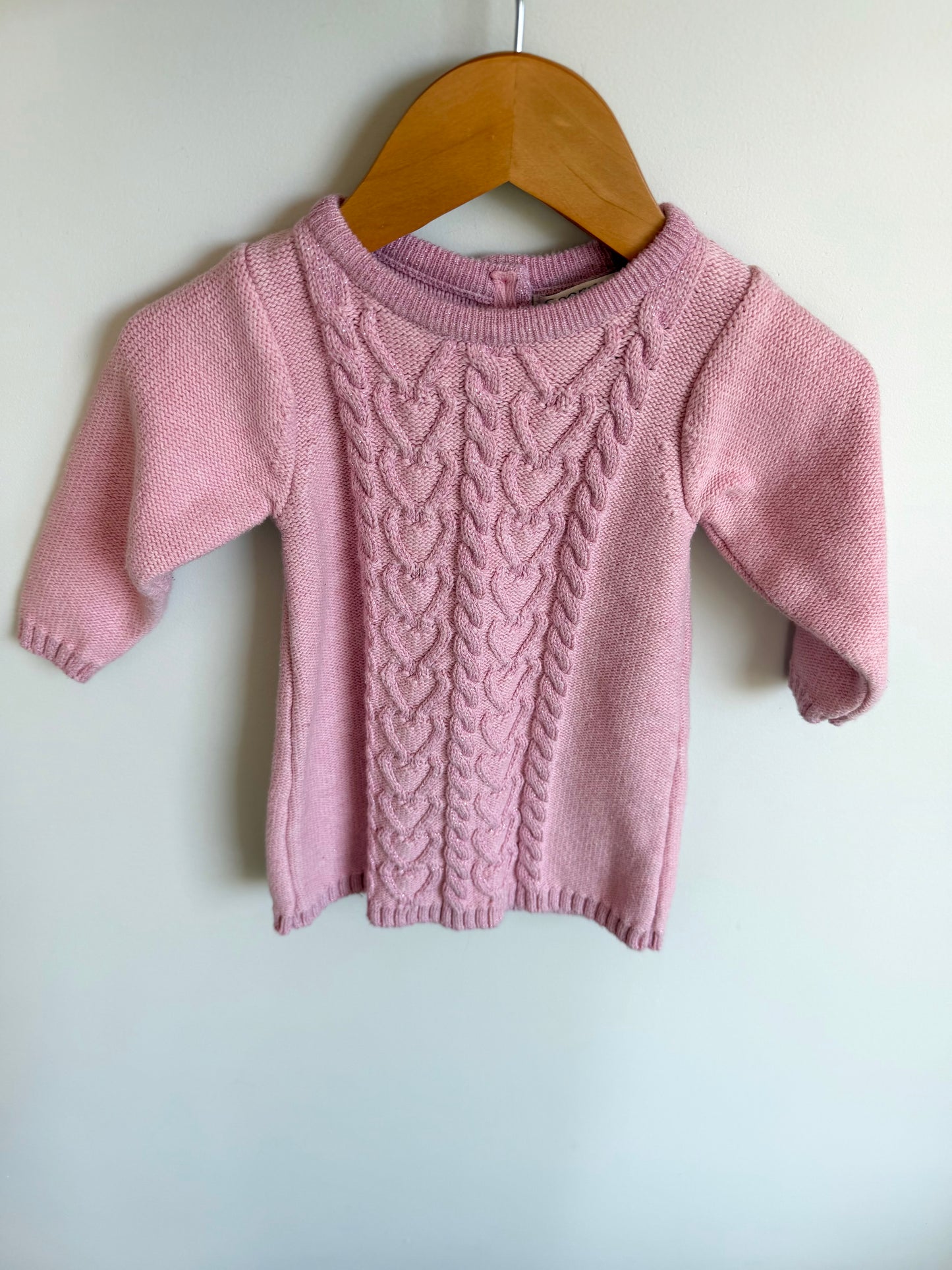 Pink Cable Knit Dress / 12-18m