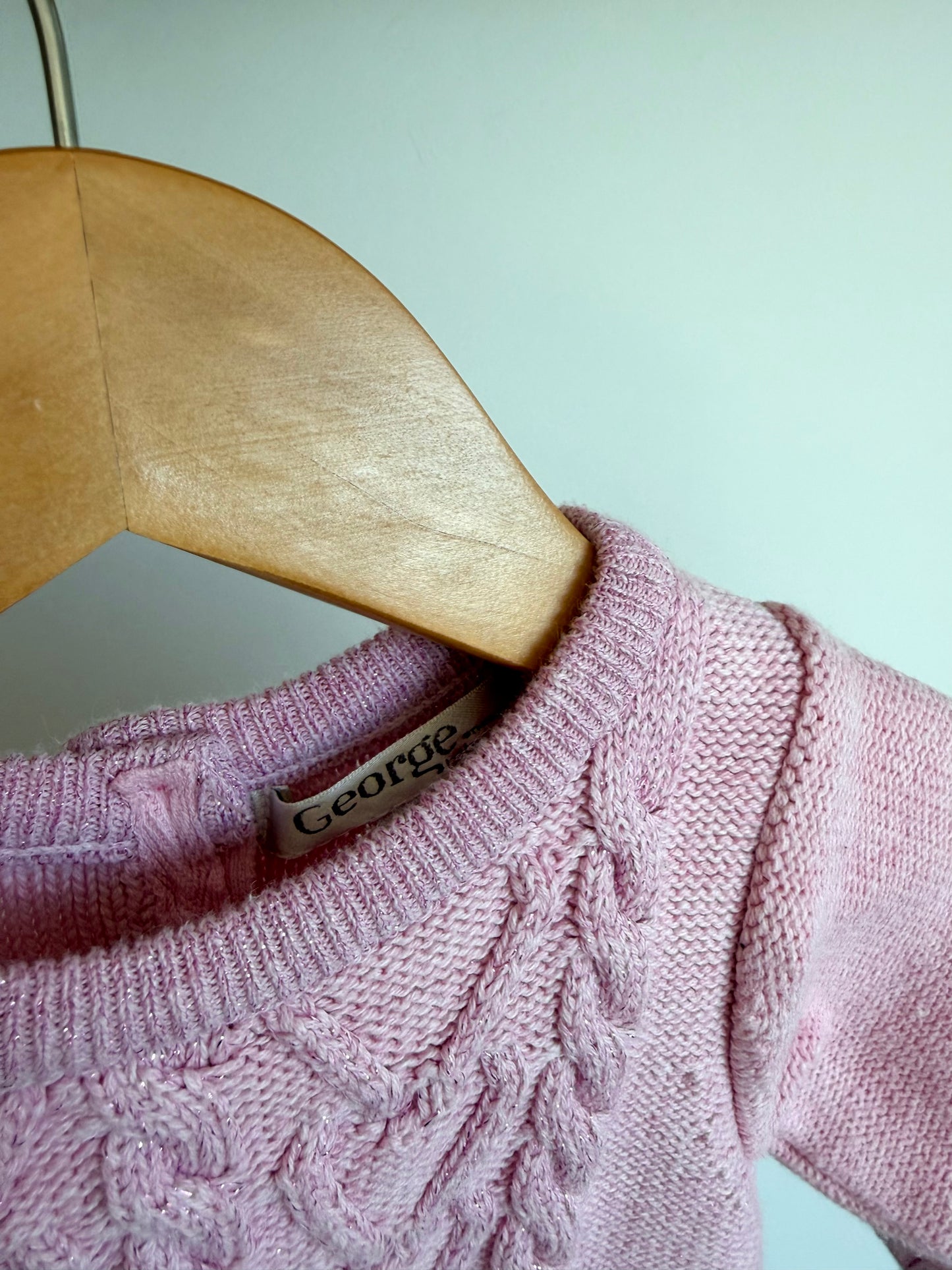 Pink Cable Knit Dress / 12-18m