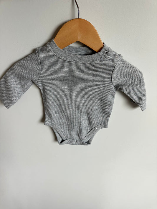 Grey Waffle Knit Bodysuit / 0-3m