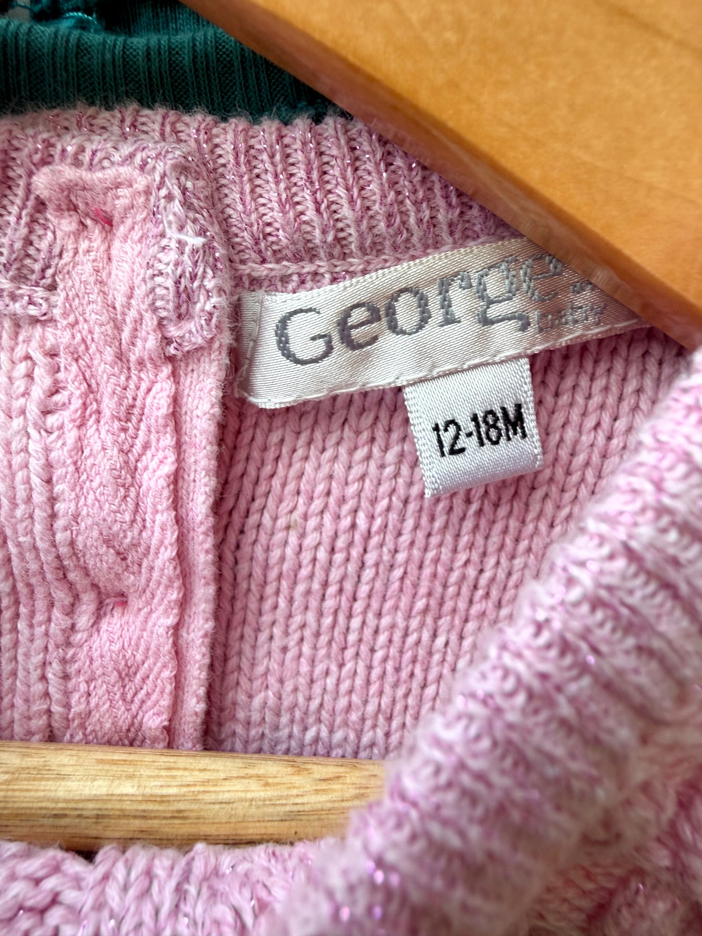 Pink Cable Knit Dress / 12-18m
