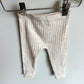 Cream Ribbed Leggings / 6-12m