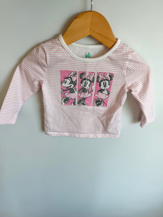 Minnie Mouse Striped Long Sleeve / 6-9m