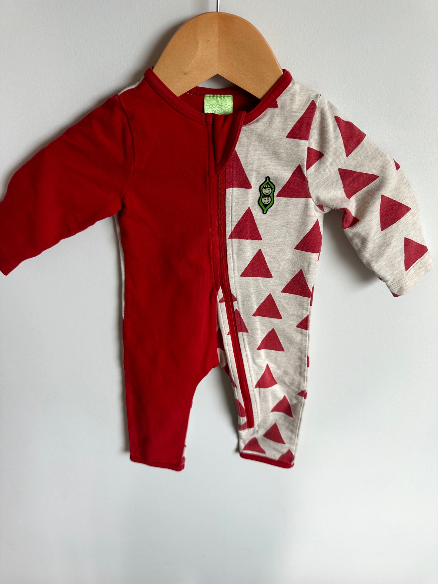 Peekaboo Beans Red Triangle Jumpsuit / 3-6m
