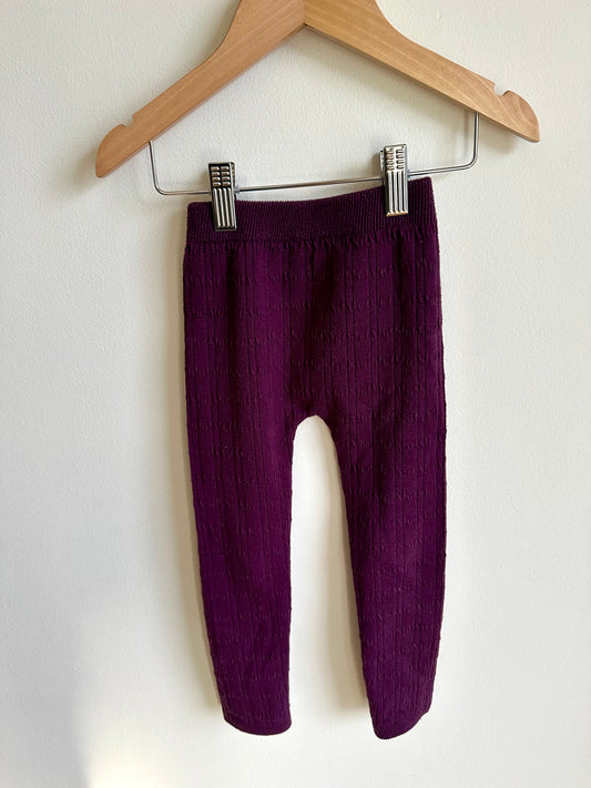 Purple Ribbed Leggings / 3T