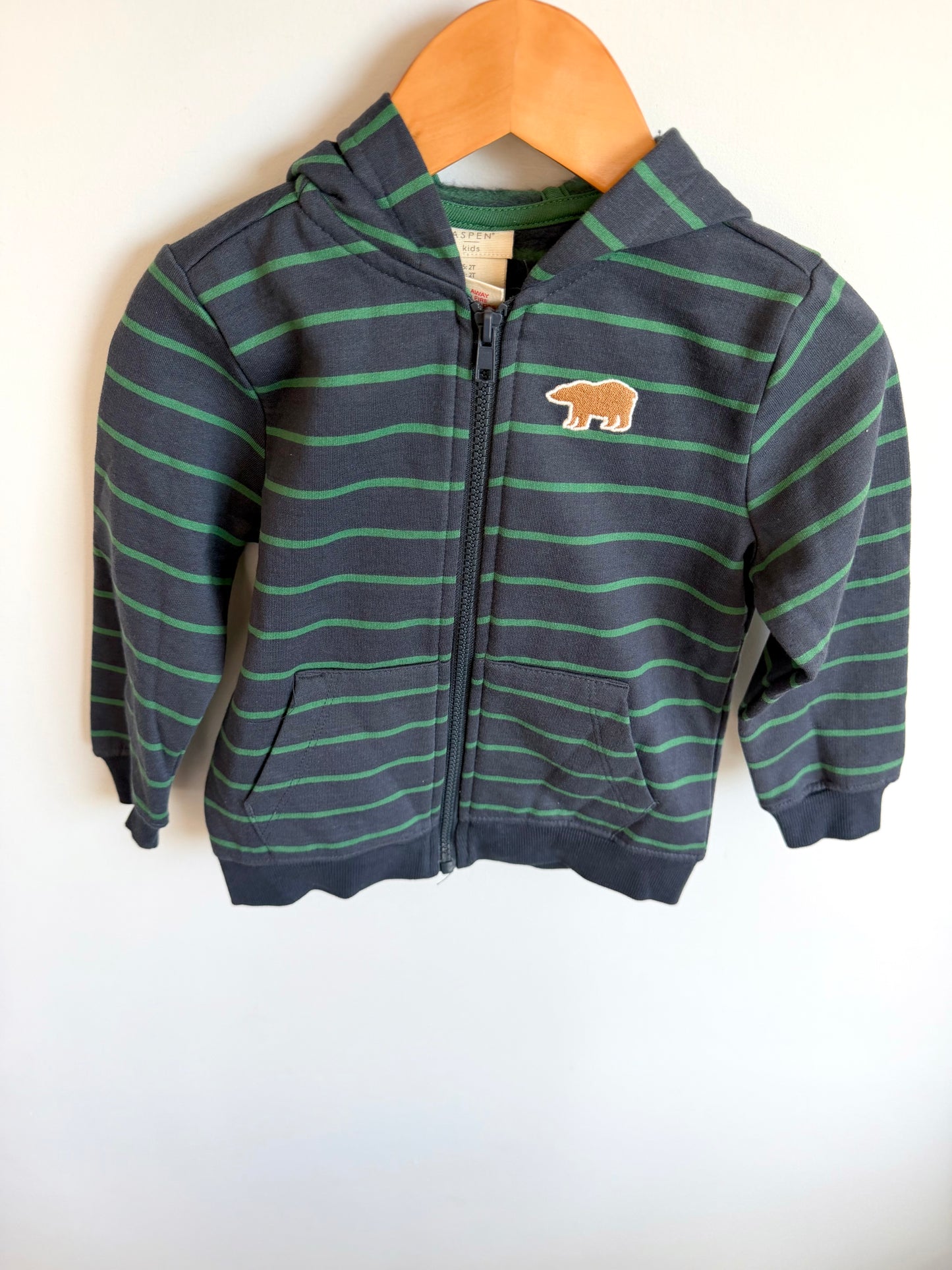 Aspen Kids Striped Bear Zip Hoodie / 2T