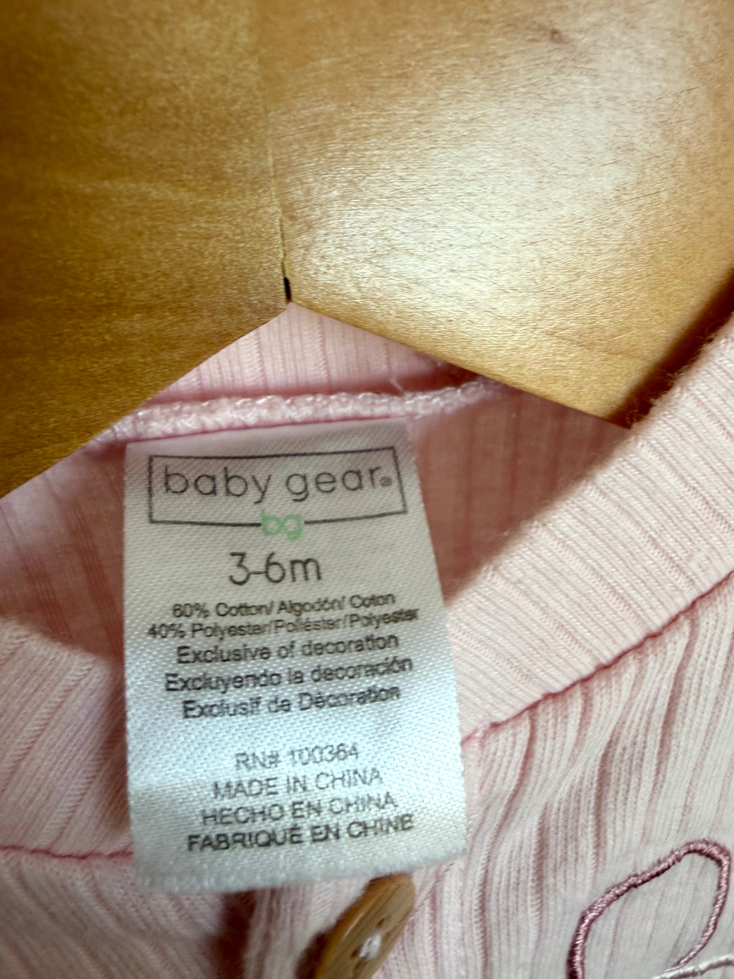 Pink Ribbed Bunny Sleeper / 3-6m