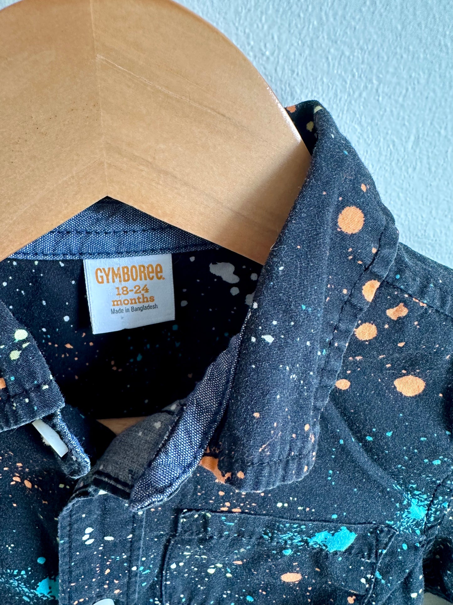 Black Splatter Button Up / 18-24m