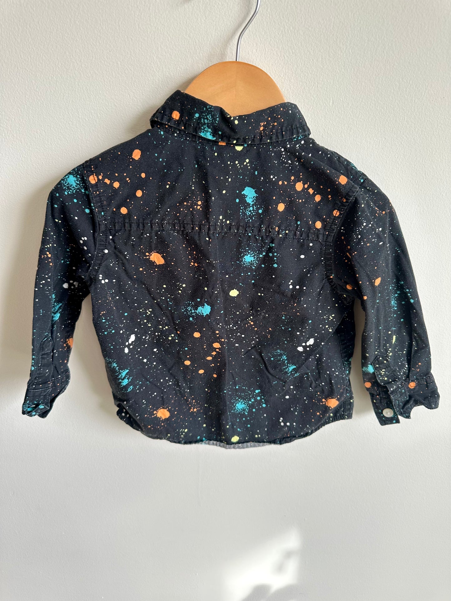 Black Splatter Button Up / 18-24m