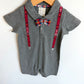 Grey Suspender Romper with Bow / 18m