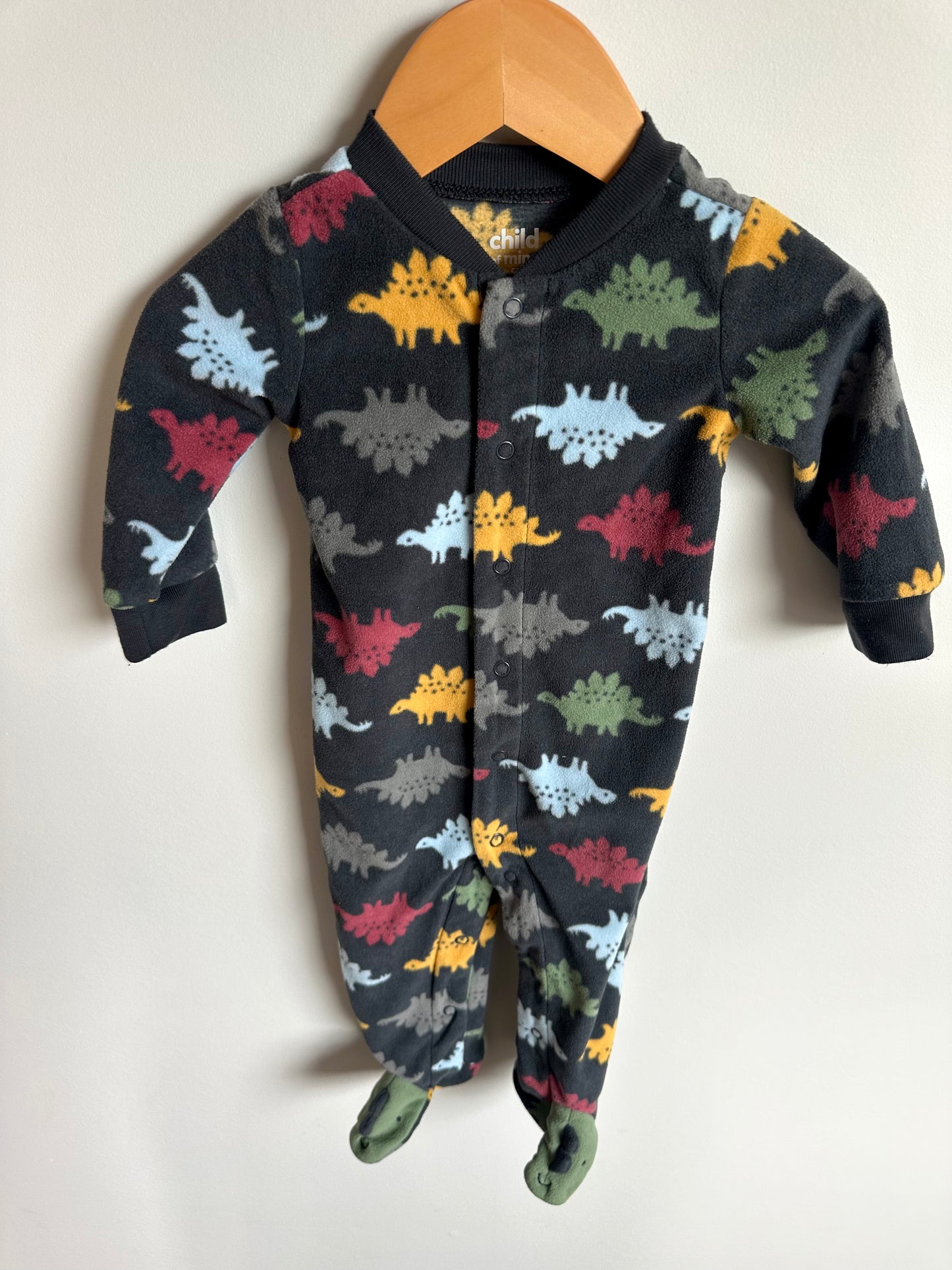 Charcoal Fleece Dino Sleeper / 6-9m
