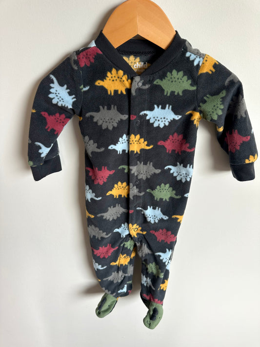 Charcoal Fleece Dino Sleeper / 6-9m