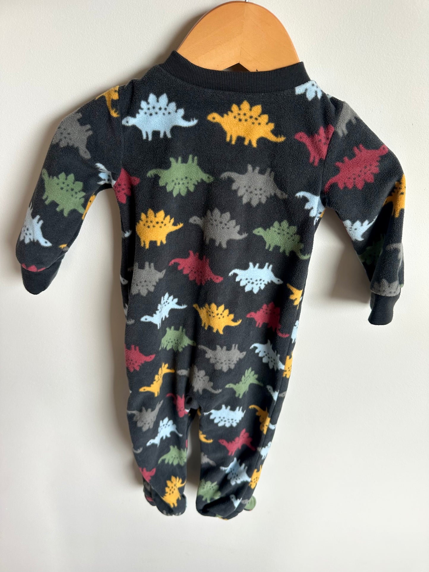Charcoal Fleece Dino Sleeper / 6-9m