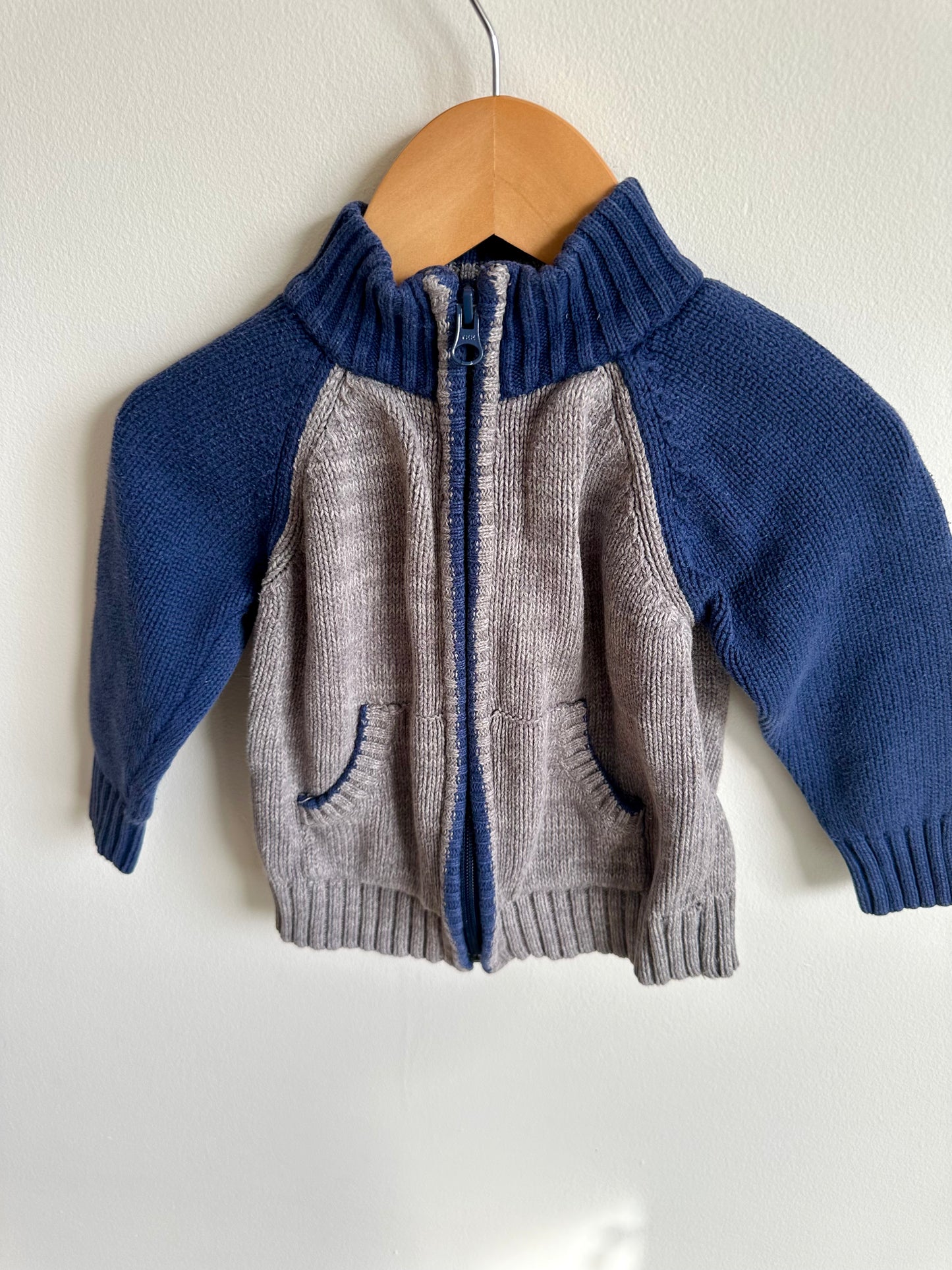 Blue and Grey Zip Sweater / 18-24m