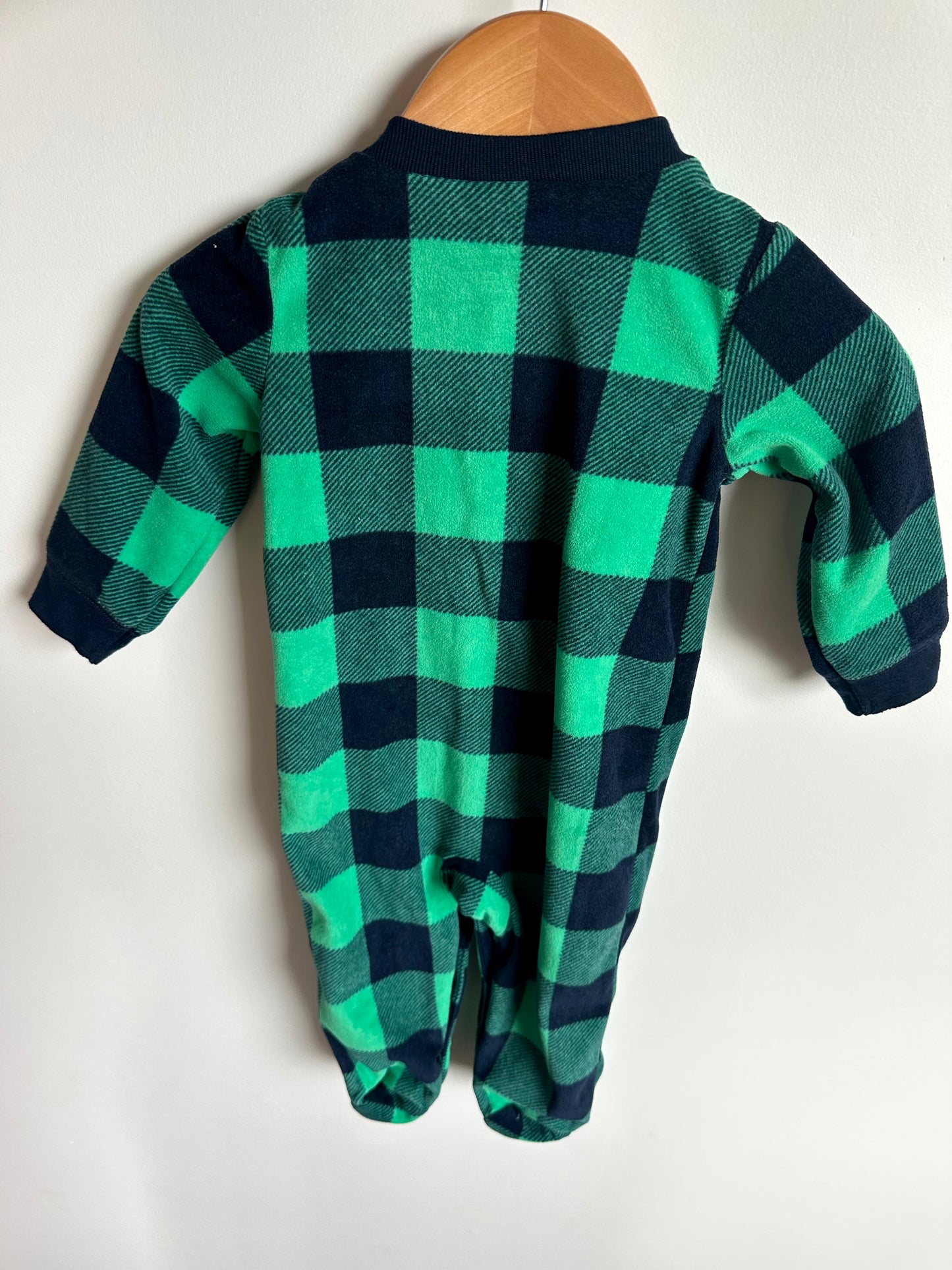 Fleece Green Checkered Bear Sleeper / 6-9m
