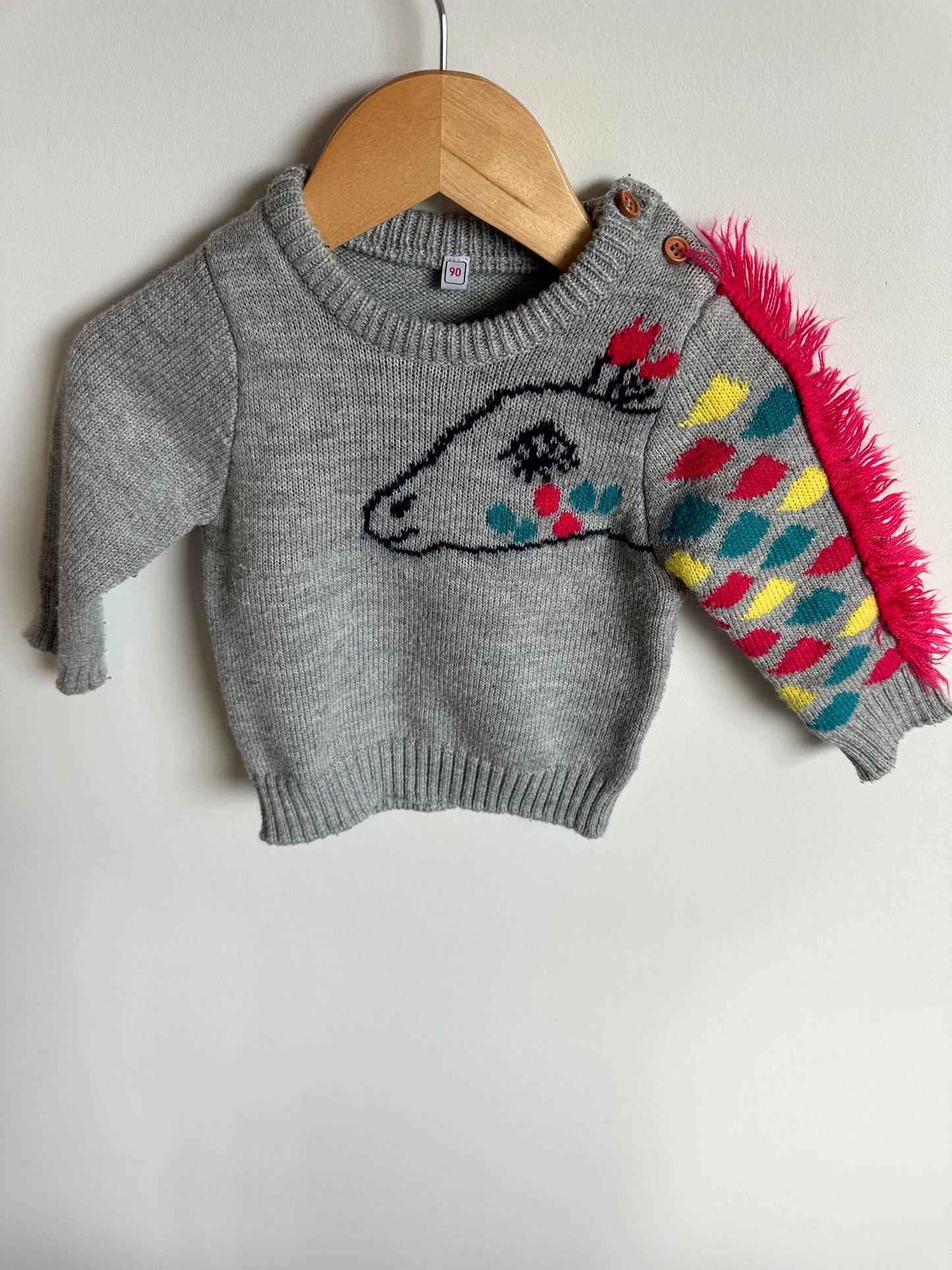 Grey Knit Giraffe Sweater / 12-18m