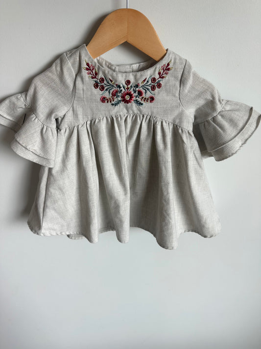 Embroidery Flower Billowy Dress / 18m