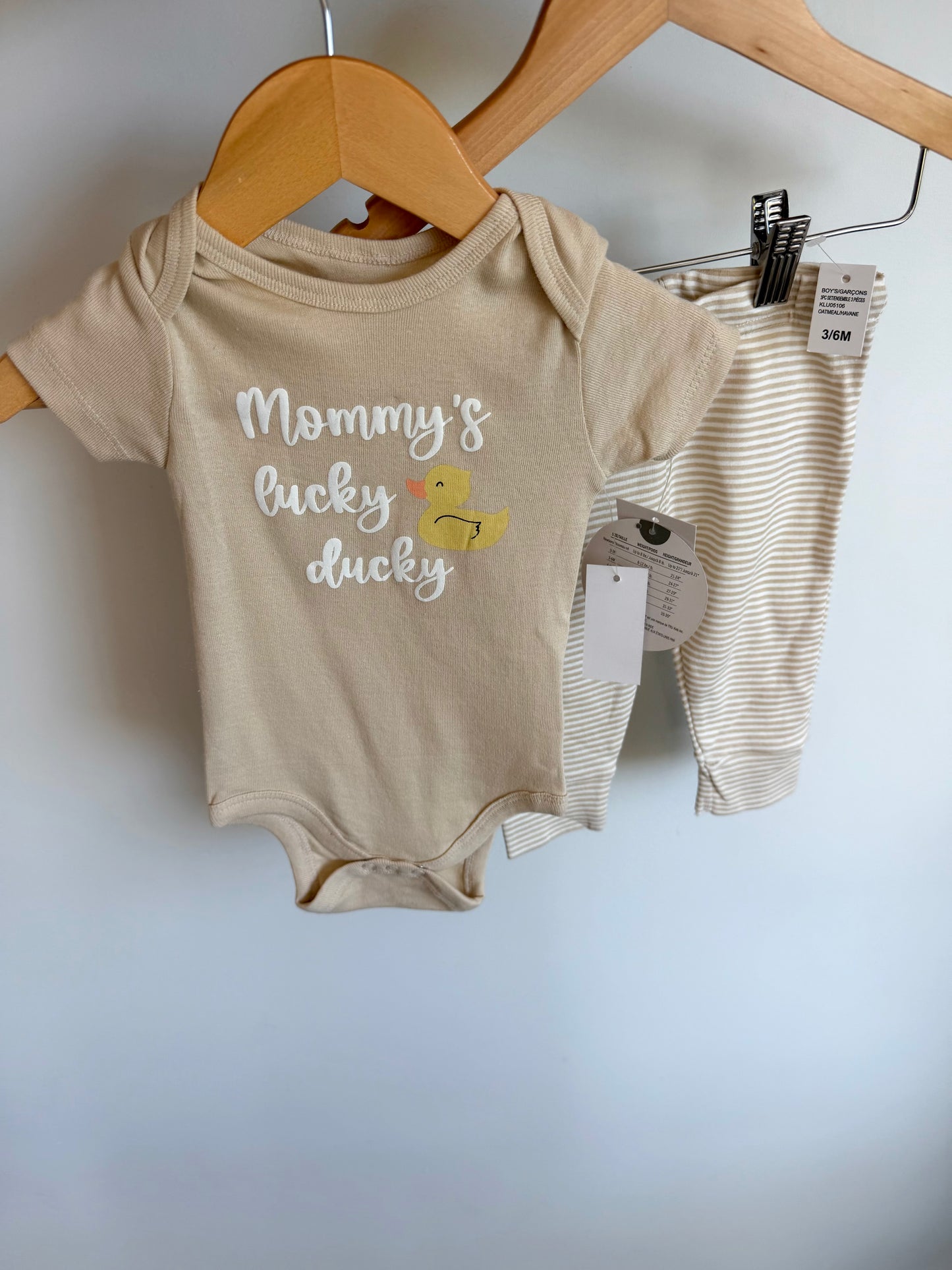 Mommy's Lucky Ducky Bodysuit + Pants Set (With Tags) / 3-6m