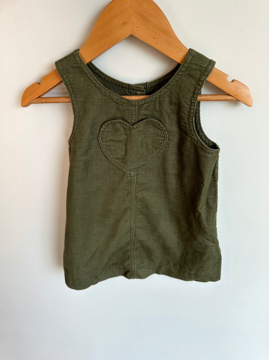Gap Olive Heart Cord Dress / 6-12m
