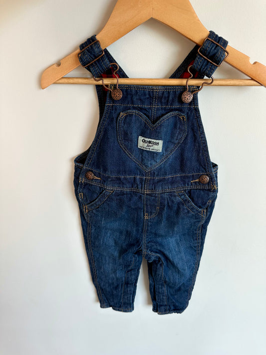 OshKosh Heart Plaid Lined Overalls / 9m