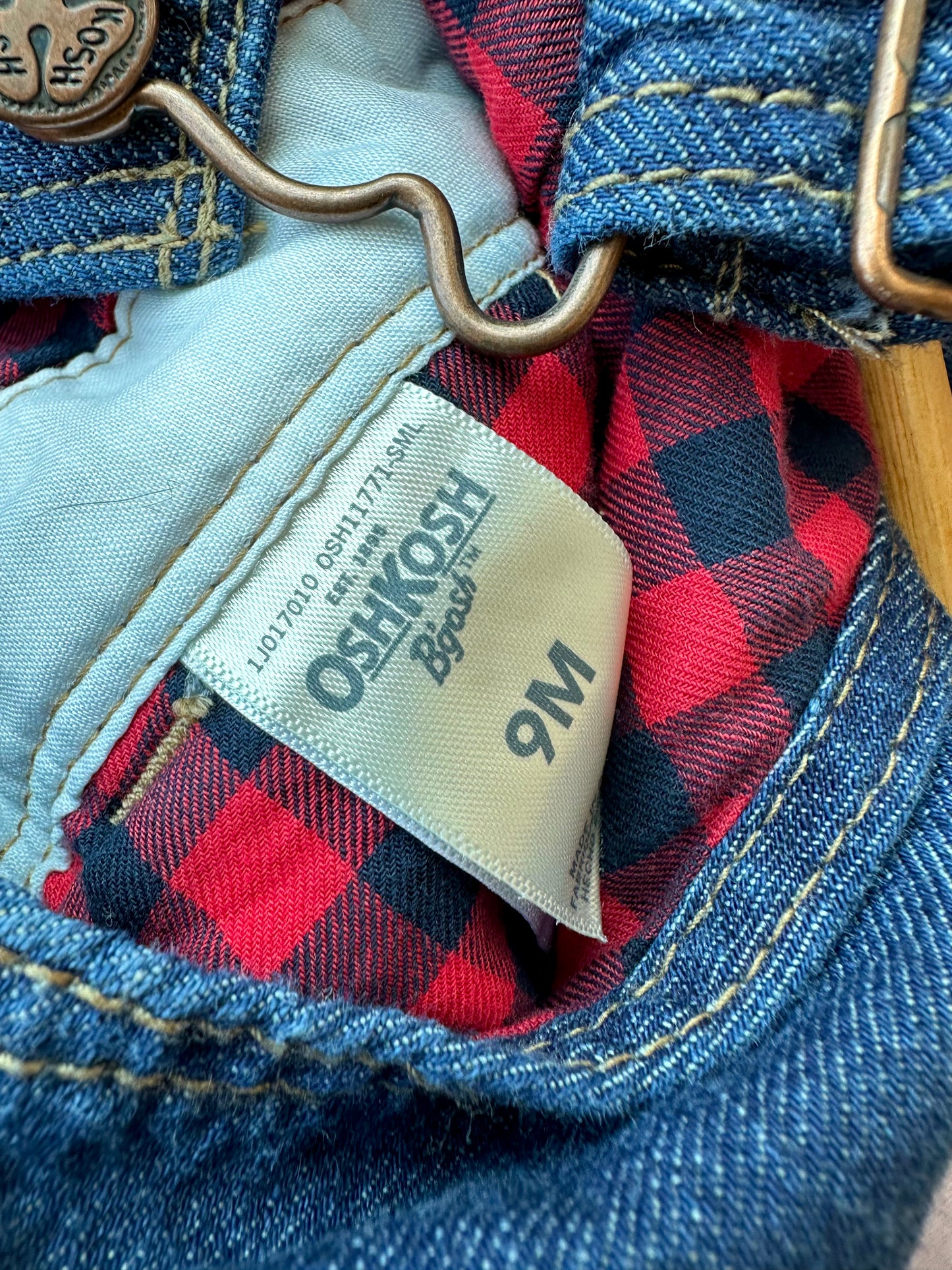 OshKosh Heart Plaid Lined Overalls / 9m