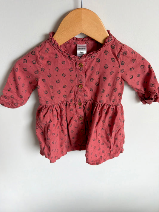 Rouge Flower Buttons Dress / 9m
