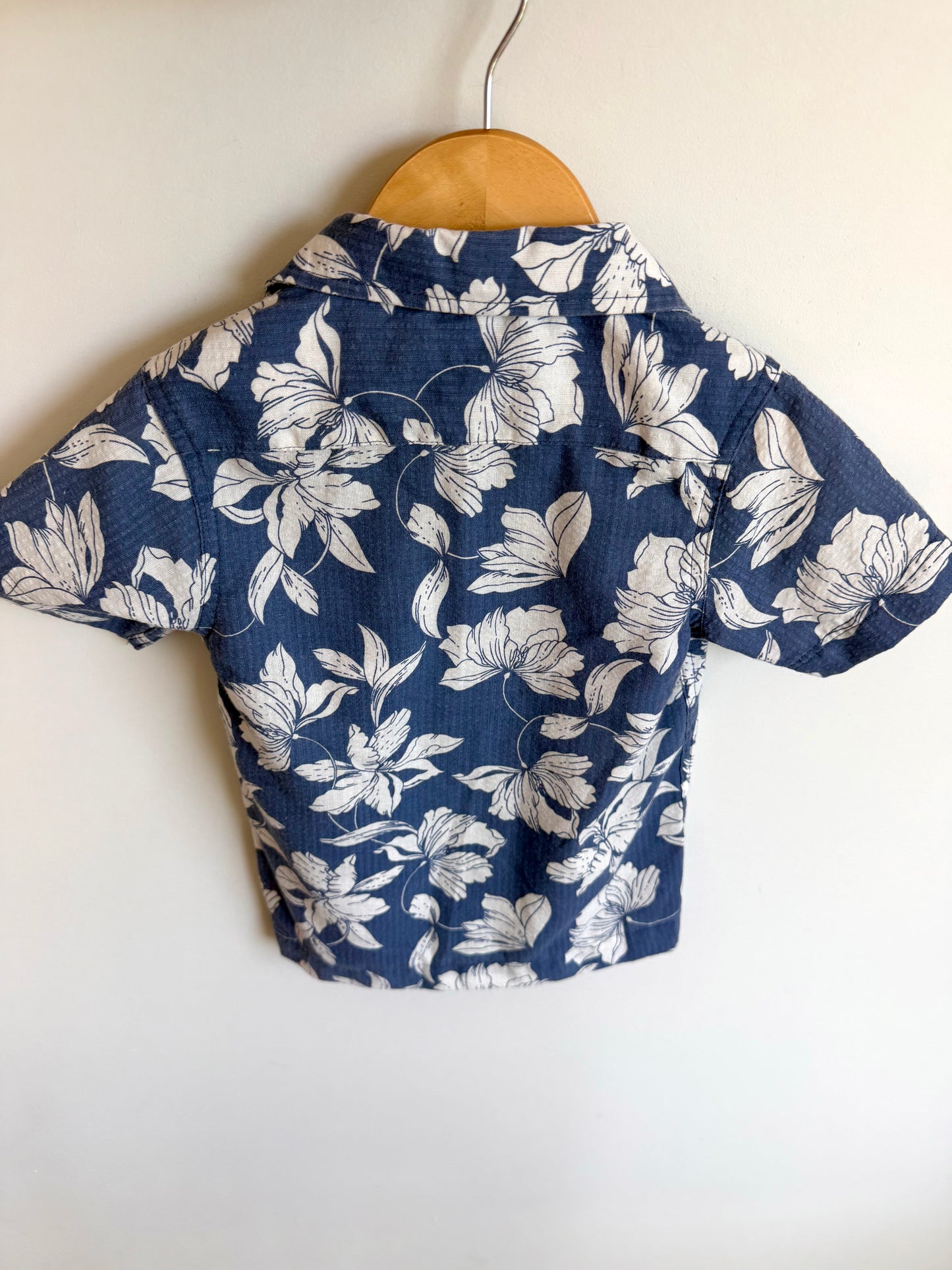 Textured Blue Floral Dress Shirt / 2T