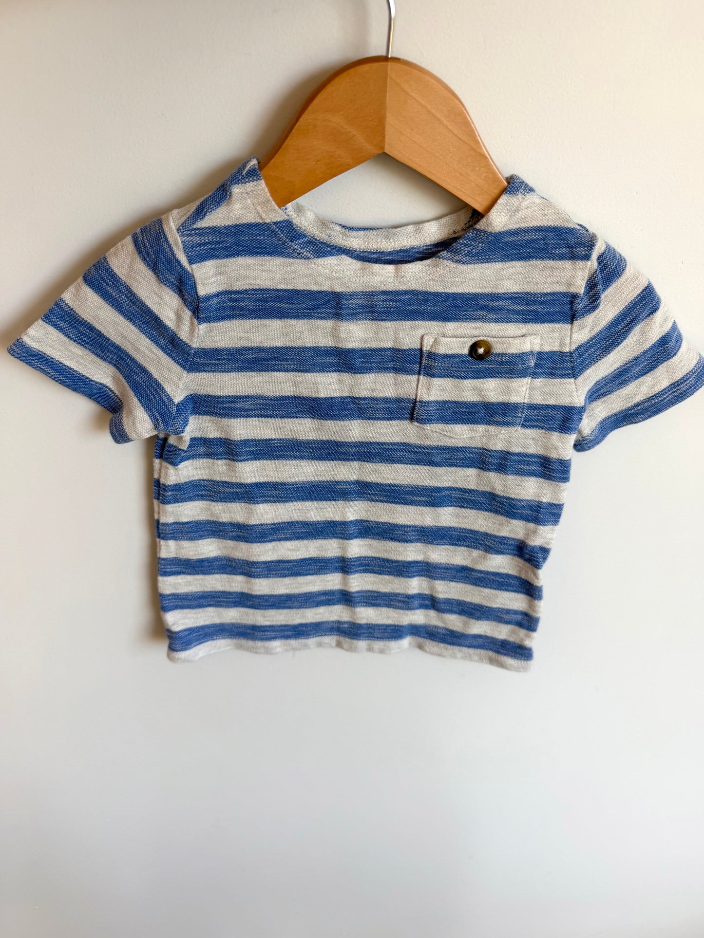 Blue + Grey Striped Pocket T-shirt / 2T